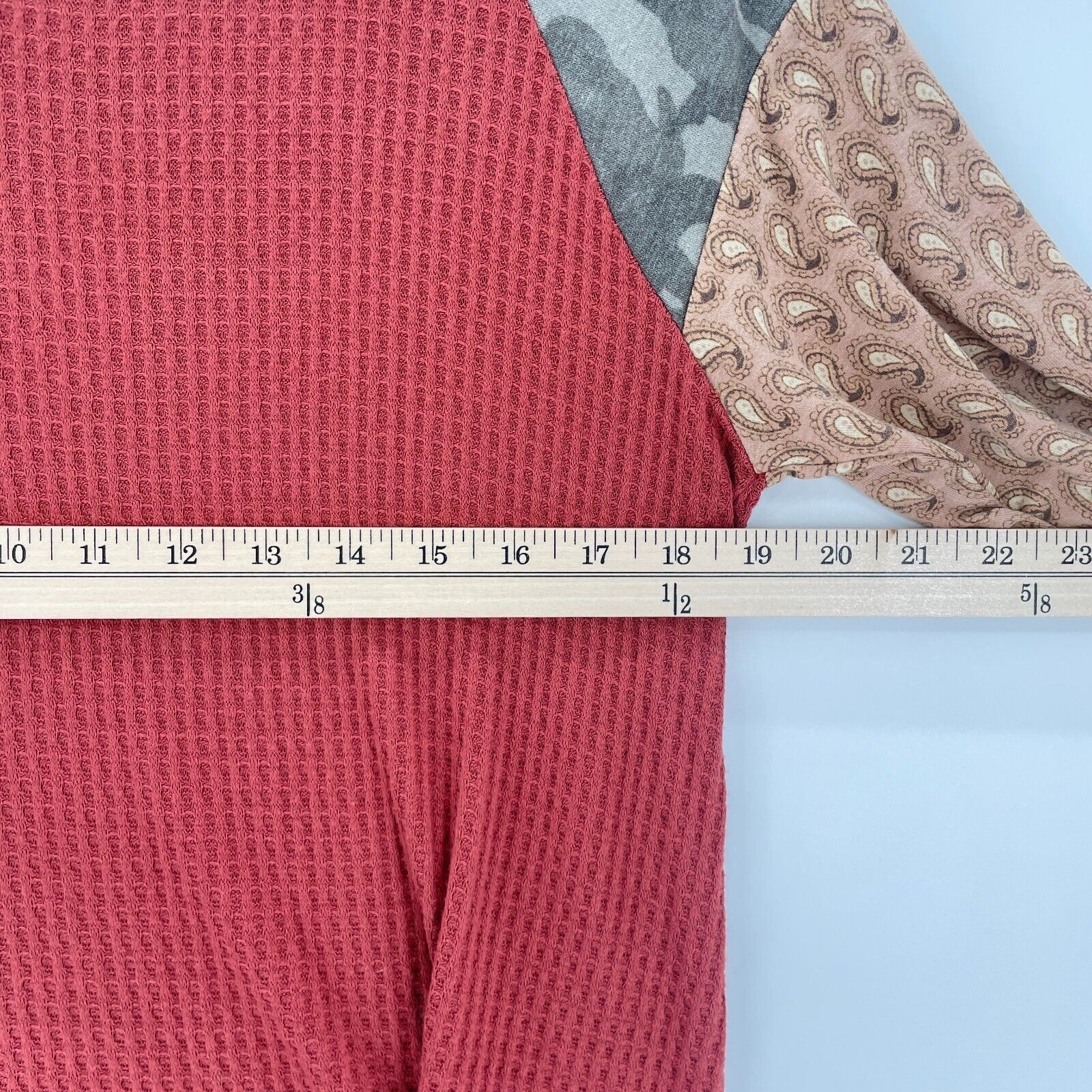 7th Ray Women's Patchwork Top Small Red Waffle Kn… - image 8