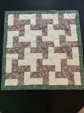 Small Quilt Baby 31  X 31  Evergreen Back Hand Stitched Rose Calico Squares
