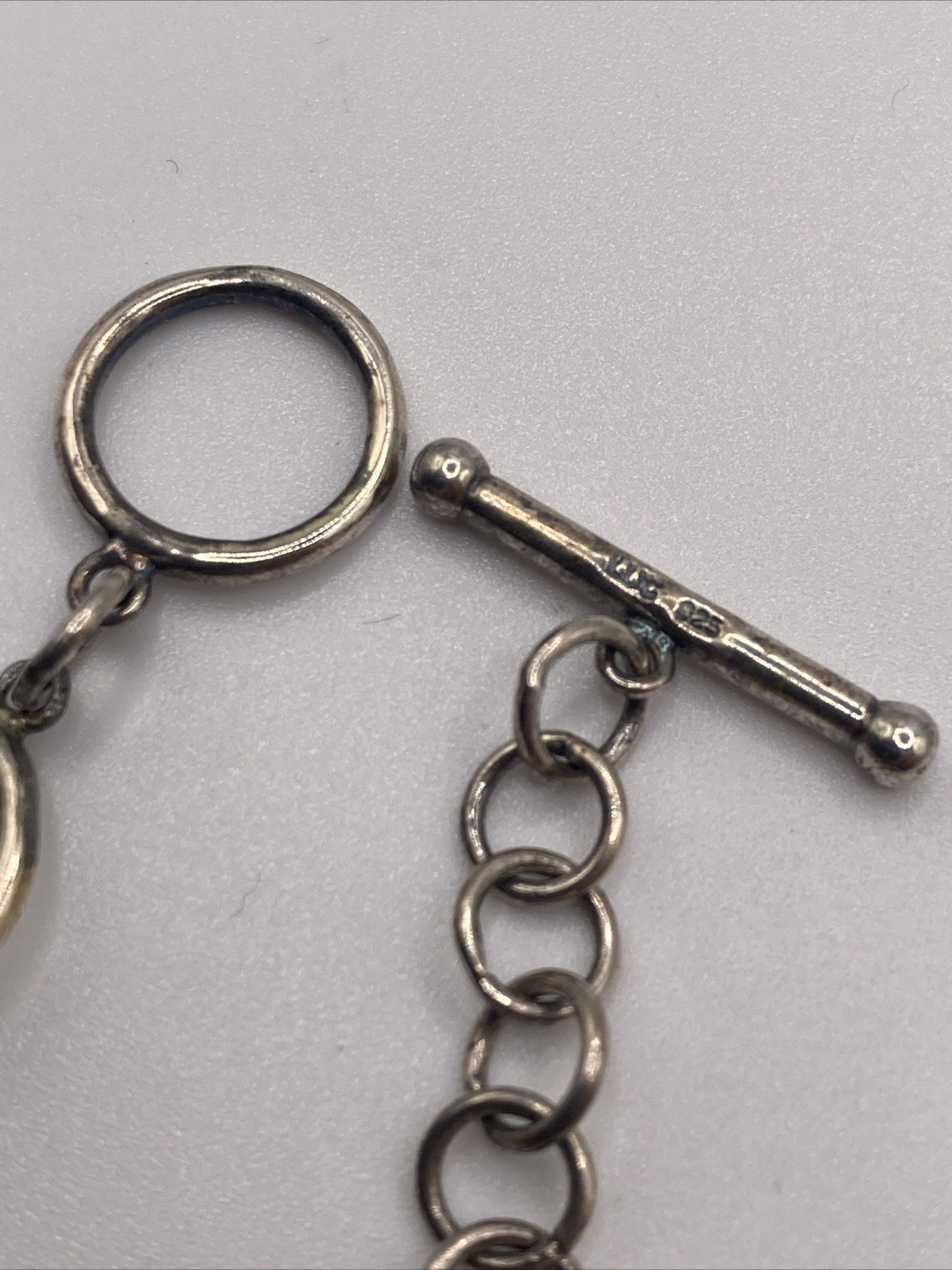 Abalone Shell Bracelet Toggle Closure Silver Meta… - image 4