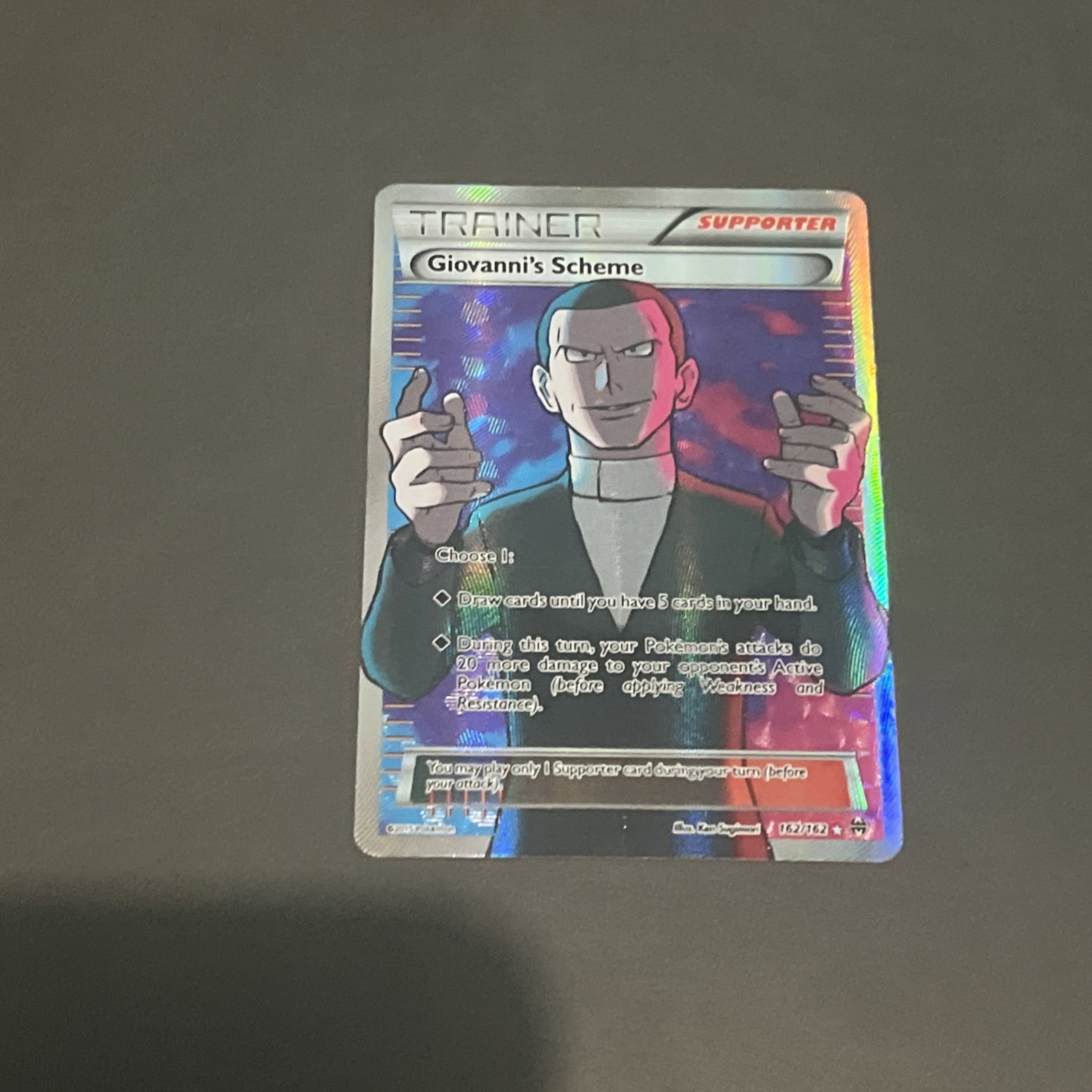 GIOVANNI'S SCHEME TRAINER 162/162 HOLO FULL ART BREAKTHROUGH POKEMON CARD NM