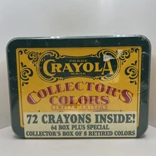 Crayola Collector's Colors Limited Edition Tin Box 72 Crayons 1991 Vtg USA New