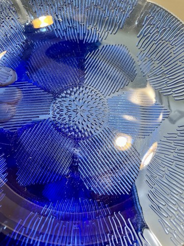 x7 Vtg Fortecrisa Mexico Cobalt Blue Sunflower Glass 9.75" Dinner Plates *READ - Picture 4 of 9
