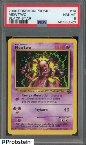 2000 Pokemon Black Star Promos Mewtwo Strikes Back #14 Mewtwo PSA 8 NM-MT
