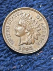 1908 Indian Head Penny Small Cent With Liberty & Near 4 Diamonds ~