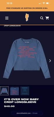 Billie Eilish Merch Green Crop Tank and Blue Long Sleeve Crop Top Size Large