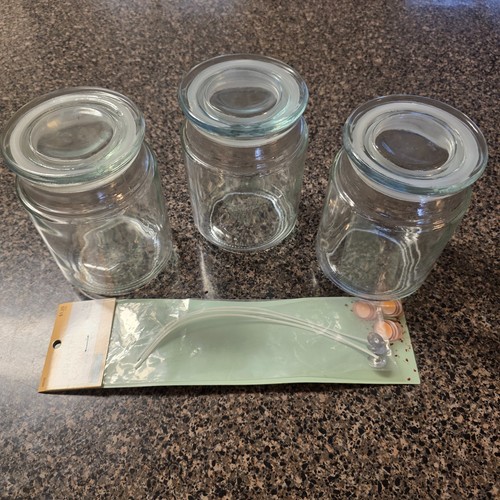 3 Empty Glass Candle Jars [(20 oz) Used] with Wicks - Candle Making Supplies