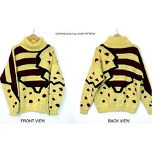Vintage Renso Fabiani Hand Knit Abstract Graphic Turtleneck Sweater Oversized