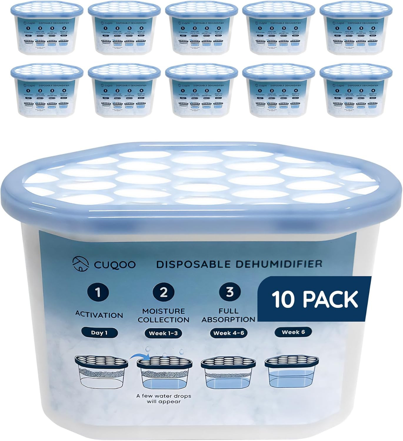 Disposable Dehumidifier for Home 500Ml, Pack of 10 Moisture Absorber Dehumidifie