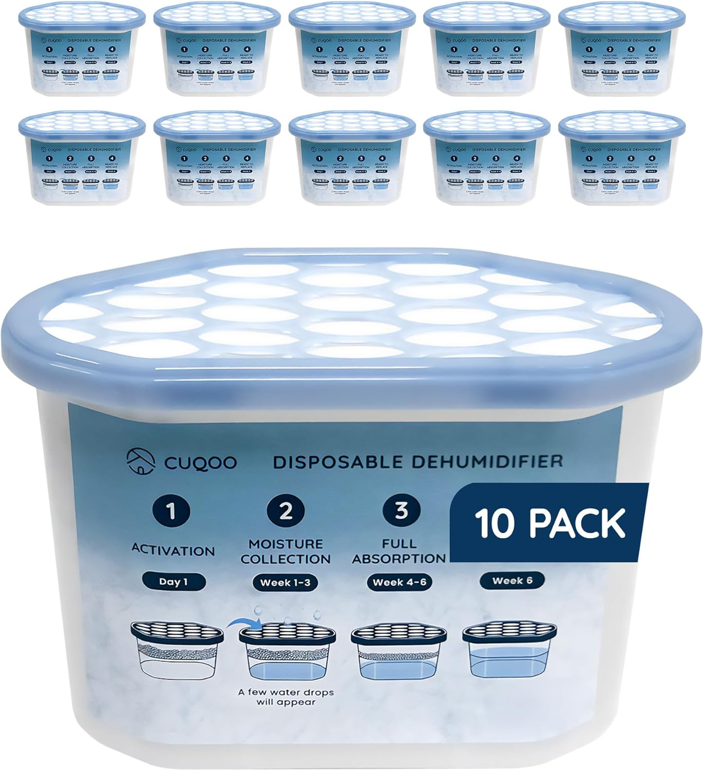 Disposable Dehumidifier for Home 500Ml, Pack of 10 Moisture Absorber Dehumidifie