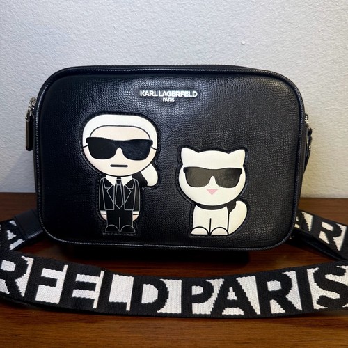 Karl Lagerfeld Paris Maybelle Camera Crossbody  w/ Karl & Choupette Appliqués