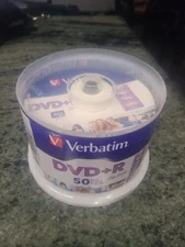 New DVD+R 50 pk 4.7GB, 120 mins #97174 Verbatim Life Series Logo 16x branded