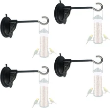 4 Pack Window Suction Cup Bird Feeder Hanger for Feeders and Wind BLACK 