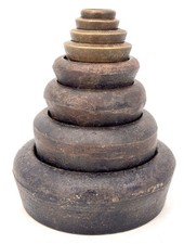 Old Vintage SET OF  SCALE WEIGHTS Cast Iron & BRASS Stackable
