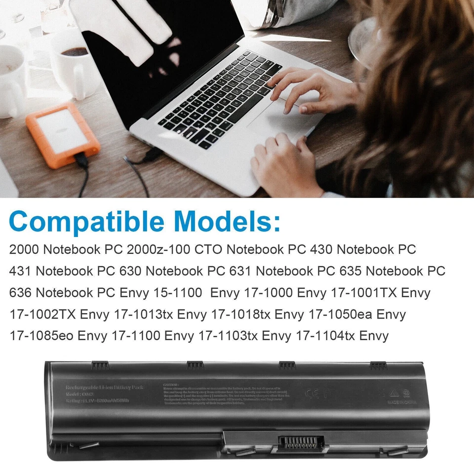 ✅LOTE MU06 MU09 Batería para HP Pavilion 593553-001 G4 G6 G7 G62 CQ42 CQ56 DM4 EE. UU. Foto 3 de 4