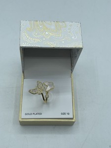 Authentic CHARTER CLUB Gold Plated Double Butterfly Bypass Ring, Size 10