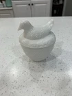 Vintage Avon Hen On Nest Milk Glass With Lid Candy, Sugar Or Trinket Dish