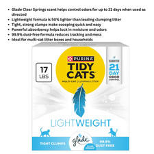Purina Tidy Cats LightWeight Glade Clear Springs Clumping Cat Litter 17 lb