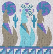 Needlepoint Handpainted Sundance Designs Howling Harmony 8x8