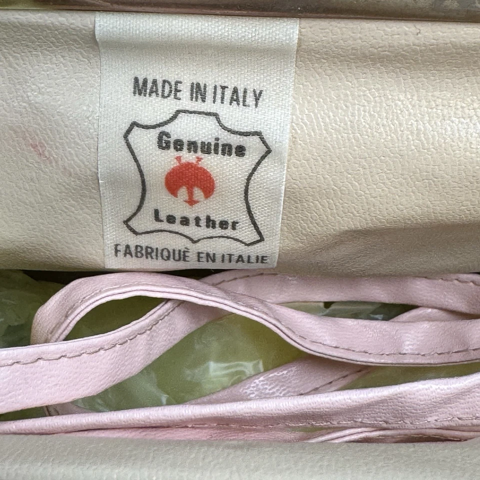 Bolso sin asas de cuero vintage años 60/70 para mujer tono dorado cierre ámbar lucite hecho en Italia Foto 4 de 4