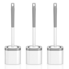 EZKEY Toilet Brush, 3 Pack Compact Bowl Brush 3 Packs, Grey White-3p