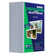 Glossy Photo Paper 5x7 Inch 70LB 260GSM 200 PCS Single Sided Inkjet Dry