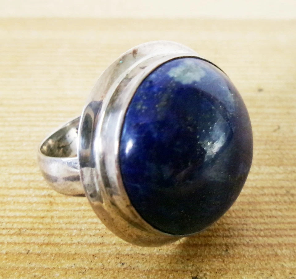 Anillo de lapislázuli antiguo de plata de ley y calidad grado A de alta calidad Foto 3 de 4