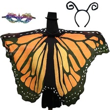 GRAJTCIN Monarch Butterfly Wings Cape for Womens 78" x 50", Orange