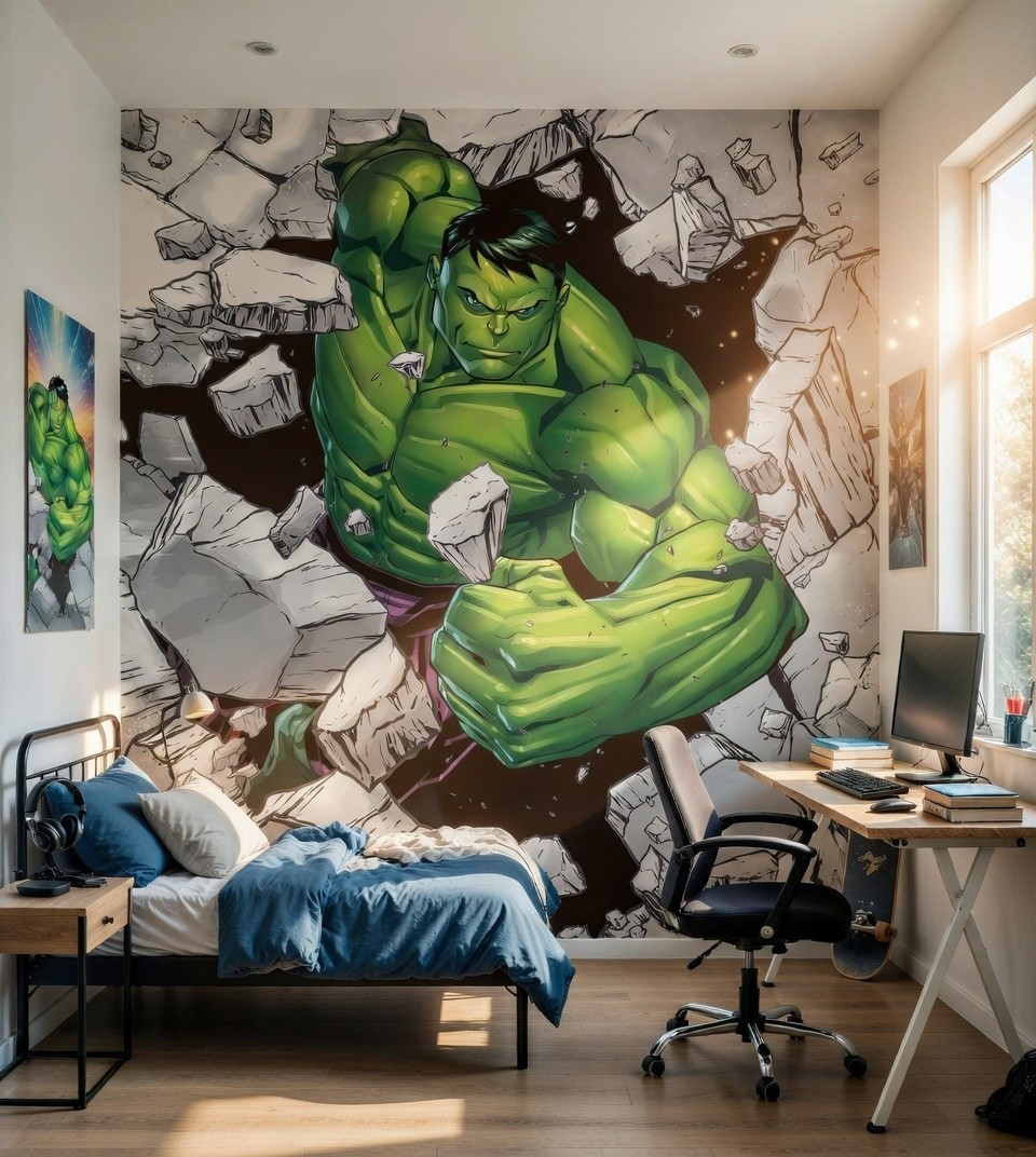 Hulk Wallpaper Mural boy Bedroom Wall Decor 98x110 inch Marvel Superhero Breaker