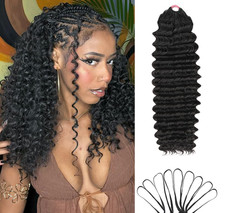 Deep Wave Human Feather Crochet Hair Bundle Pre-Separated 14 Inch 60g Black