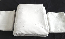 HABITAT Embroidered Creamy Light Beige Modern Super King Duvet Cover & 2 P/Cases