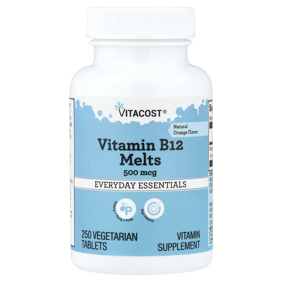 Everyday Essentials, Vitamin B12 Melts, Natural Orange, 500 mcg, 250 Vegetarian