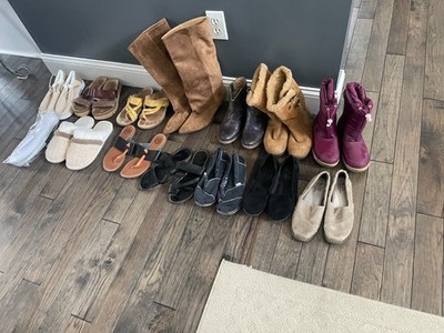 15 Pairs Ladies Shoes-Bulk Listing-Sandles, Slippers, Loafers, Boots
