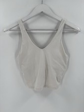 All in Motion Crop Top Tank Womens XS White V Neck Athletic Padded Sportswear