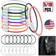 10Pcs Wire Keychain Cable, Cable Stainless Steel Key Ring, Luggage Tags Loops US