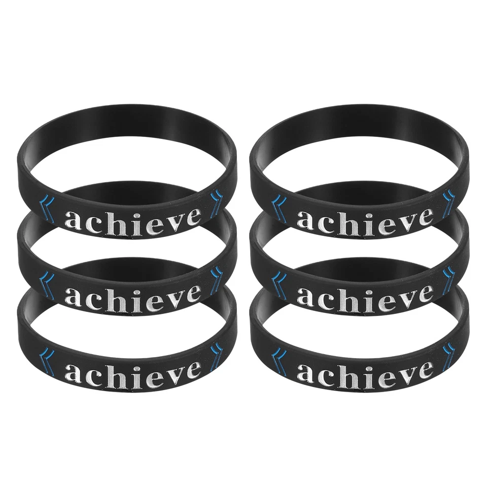 6Pcs Motivationsarmbänder für Achieve, Schwarz - Bild 1 von 4