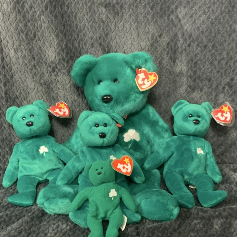 Ty Beanie Babies Erin Bear Plush Lot of 5 w/Tags Retired Vintage Great Condition