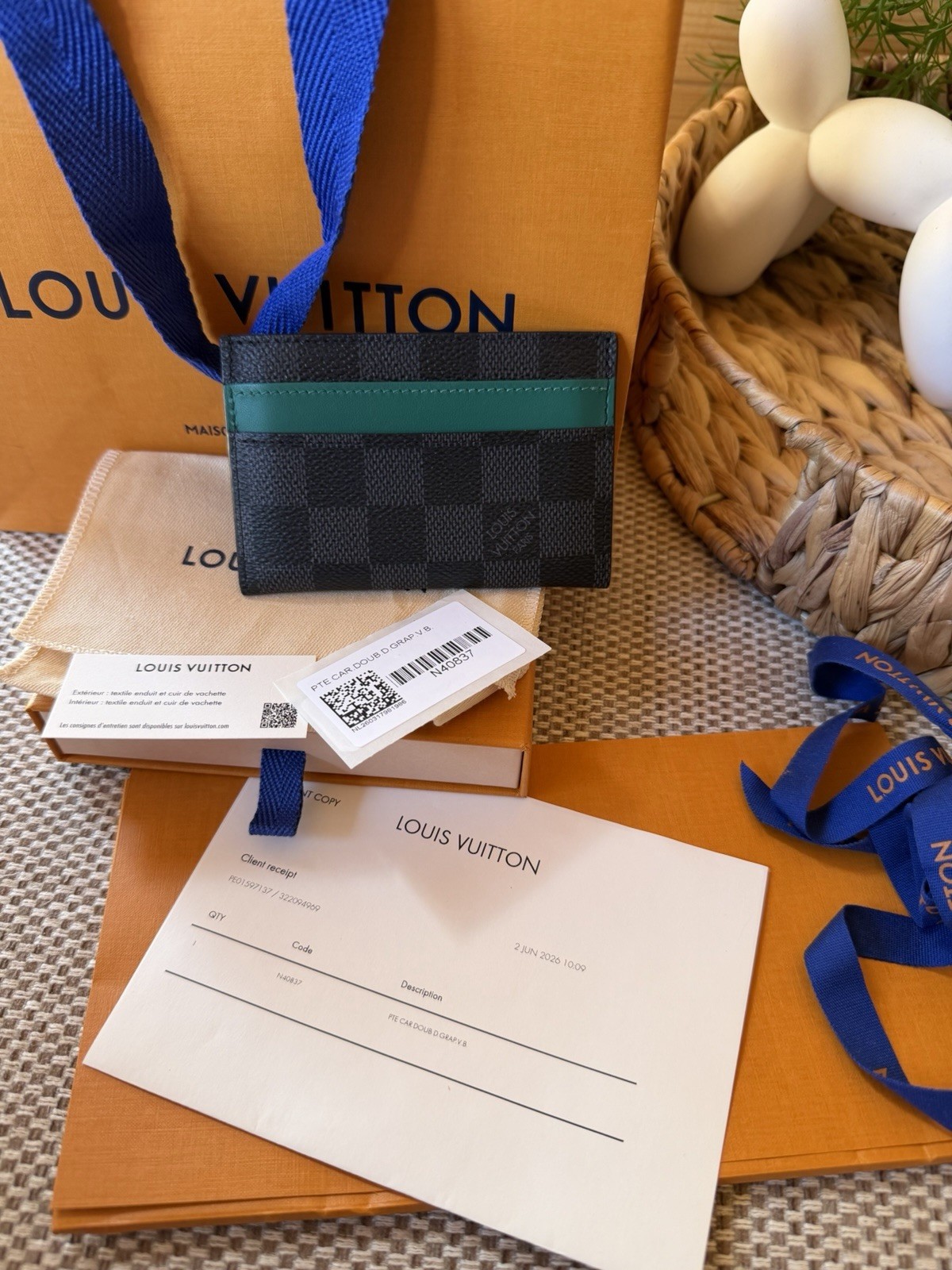 Louis Vuitton Damier Graphite Double Card Holder.