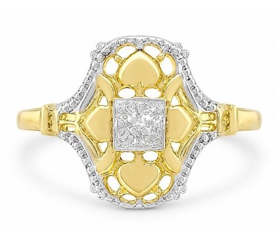 ECHTER DIAMANT RING MASSIV 10K GELBGOLD - Nagelneu mit Box