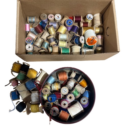 Lot of 75 + Vintage Thread Wooden Spools Assorted Colors & Brands