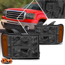 For 07-14 GMC Sierra 1500/2500 HD 3500 HD Factory Style Headlights Smoked/Amber