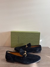 Gucci Black Suede Jordaan Horsebit Loafers Gucci 10 US 11  ($1,050) NWB
