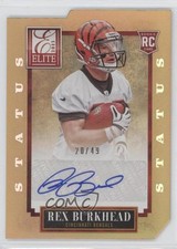 2013 Panini Elite Rookie Status Gold Die-Cut 20/49 Rex Burkhead #177 Auto 4p7