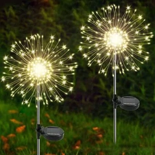 2 Packs x120 LED Solar Firework Lights with Remote Control, 8 Lighting Twinkle