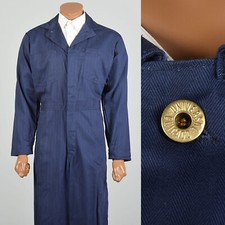 Large 1960s Deadstock Navy Blue Striped Coveralls Stone Cutter