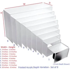 T'z Tagz New Set of 9 Frosted Acrylic Risers Showcase Display Stands Organizers