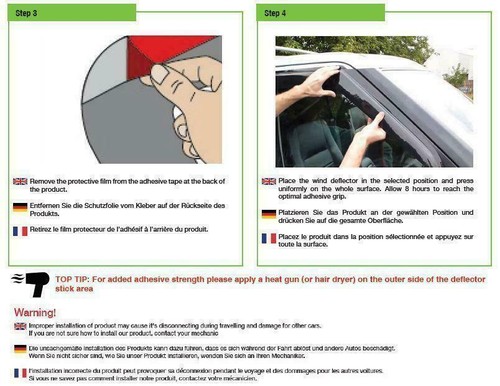 Window Deflectors For Peugeot Expert Traveller 2016+ Side Tinted Rain Adhesive - Picture 4 of 4