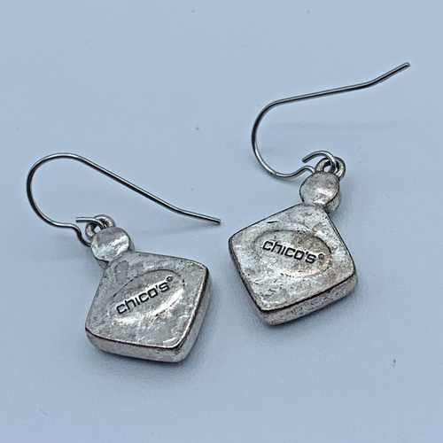 Chico’s Silver Tone Enamel Drop Earrings 1315 - Picture 3 of 4