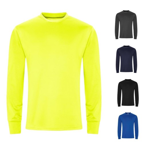 Quick Dry Mens Long Sleeve T Shirt Lightweight Fitness Tops With Zipped Pocket - Picture 1 of 12