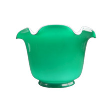 Green With Opal Internal Duplex Oil Lamp Shade With 100mm Base