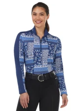 Kerrits Breeze Ice Fil Long Sleeve Shirt Print - Lapis Patchwork